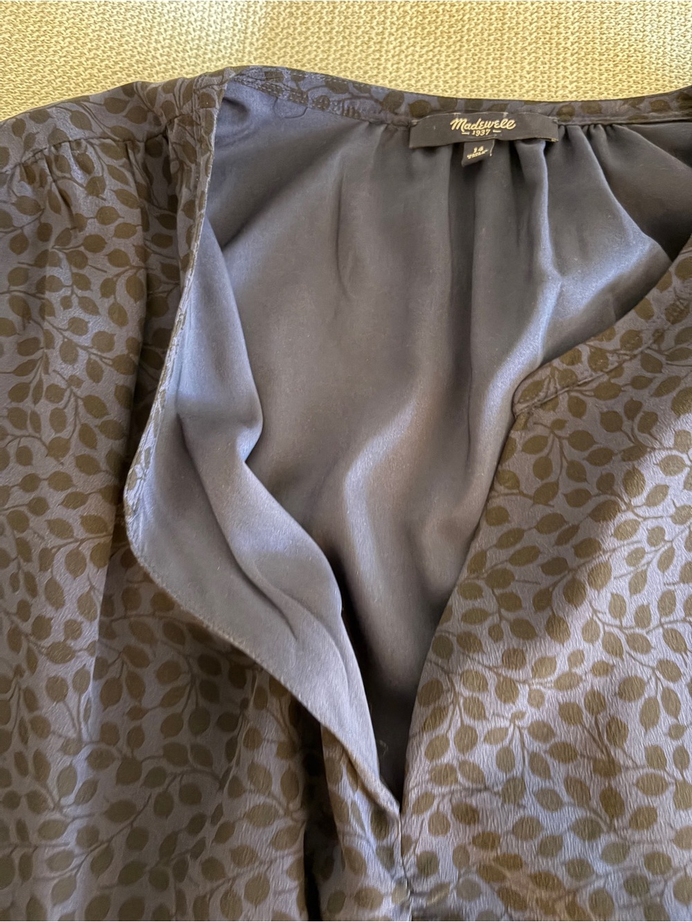 Madewell Olive Leaf-Print A-Line Skirt
